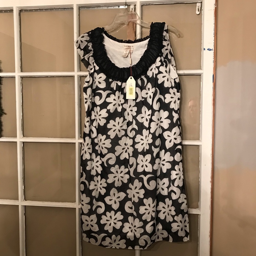 MSSP Max Studio Black White Floral Dress Size L